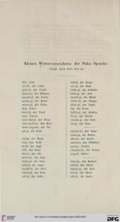 Kleines Wörterverzeichniss der Nuba-Sprache