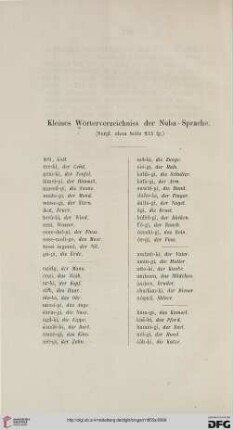 Kleines Wörterverzeichniss der Nuba-Sprache