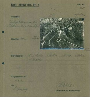 Foto feindlicher Stellungen bei der Jochhöhe an der Straße von Urbeis (Orbey) nach Sulzern (Soultzeren) (Luftbild)
