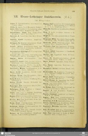 XII. Elsass-Lothringer Bezirksverein.