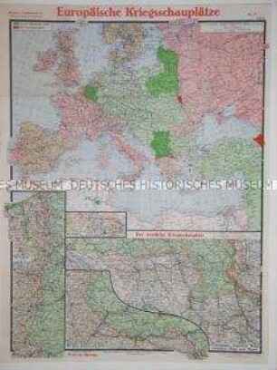 Militärstrategische Karten von verschiedenen Kriegsschauplätzen (Paasche's Frontenkarte Nr. 11), Stand von Juni 1916, mit Erläuterungen