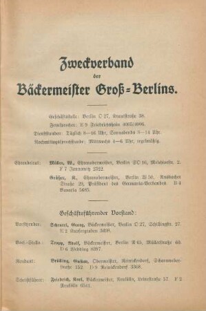 Zweckverband der Bäckermeister Groß-Berlins
