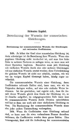 Siebentes Kapitel. Berechnung der Wurzeln der numerischen Gleichungen.
