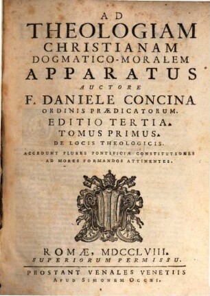 Ad Theologiam Christianam Dogmatico-Moralem Apparatus, 1
