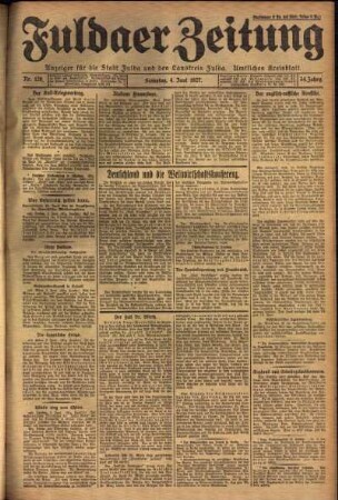 Erste Ausgabe vom Samstag, den 04. Juni 1927.