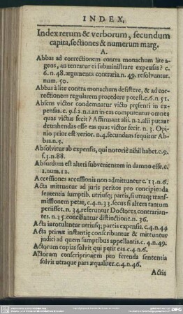 Index rerum & verborum, secundum capita, sectiones & numerum marg.