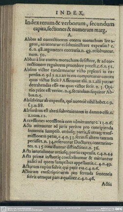 Index rerum & verborum, secundum capita, sectiones & numerum marg.