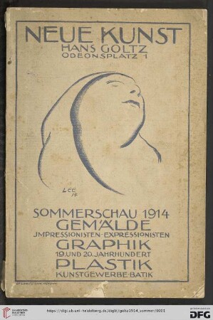 Sommerschau 1914 - Gemälde: Impressionisten, Expressionisten - Graphik: 19. und 20. Jahrhundert - Plastik: Kunstgewerbe, Batik