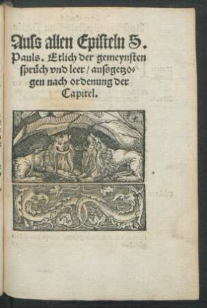 Auss allen Episteln S. Pauls. Etlich der gemeynsten sprüch und leer/ aussgetzogen nach ordenung der Capitel.