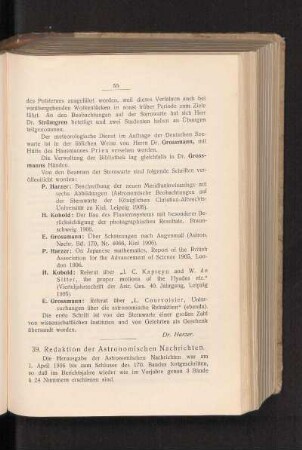 39. Redaktion der Astronomischen Nachrichten.