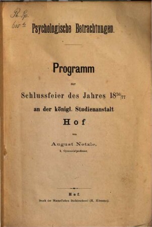 Psychologische Betrachtungen