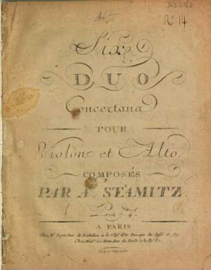 Six duo concertans pour violon et alto