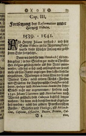 Cap. III. Fortsetzung der Reformation unter Herzog Wilhelm. 1539. - 1541.