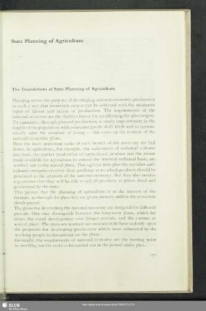 State Planning of Agriculture