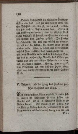 VI. Ursprung und Fortgang des Handels zwischen Rußland und Sina