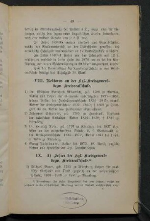 VIII. Rektoren an der kgl. Kreisgewerb- bezw. Kreisrealschule.