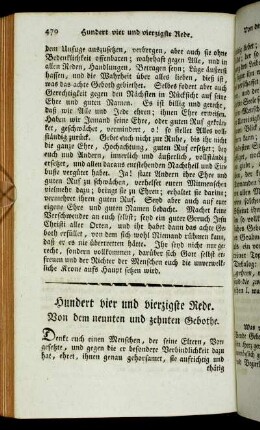 Hundert vier und vierzigste Rede. Von dem neunten und zehnten Gebothe.