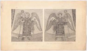 Zeichnungen nach byzantinischen Mosaiken: Zwei Darstellungen der Hll. Erzengel Michael und Gabriel nach einem Mosaik