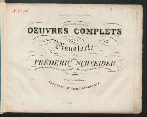 Cahier I: Oeuvres Complets pour le Pianoforte
