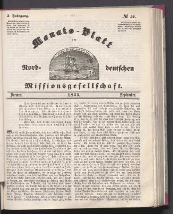 5. Jahrgang. N°. 57. Bremen. 1855. September