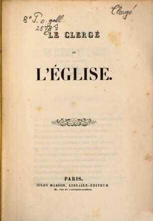 Le clergé et l'église