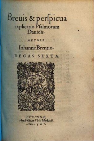 Brevis & perspicua explicatio Psalmorum Davidis, 6