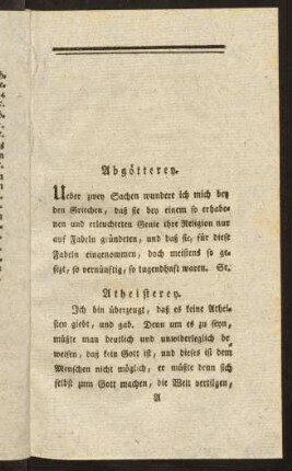 1-24, Abgötterey. Atheisterey. Gott. Deisten. Religion. Vorsehung. Gewissen. Aberglauben.