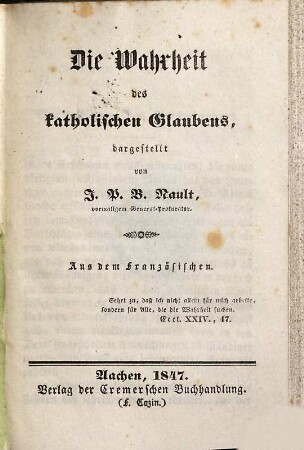 Die Wahrheit des katholischen Glaubens