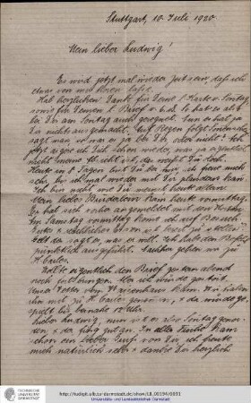 Brief vom 10.07.1920