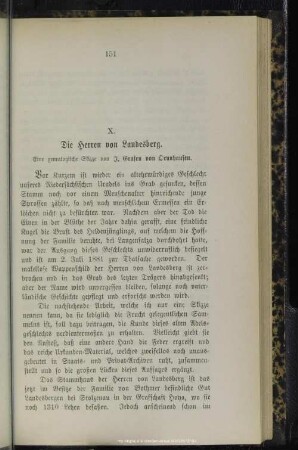 X. Die Herren von Landesberg : Eine genealogische Skizze