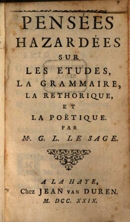 Pensées hazardées sur les études