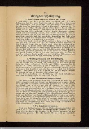 III. Kriegsentschädigung