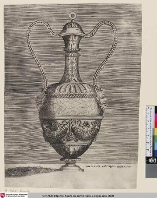 [Autre vase à deux anses formés par des tresses de cheveux; Vase with Two Grotesque Masks; Vase mit zwei grotesken Masken]