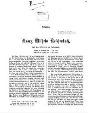 Georg Wilhelm Reichenbach : Nekrolog