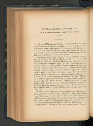 L'esclavages et ses consequences