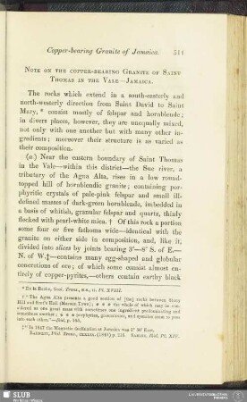 Note on the copper-bearing granite of Saint Thomas in the Vale—Jamaica