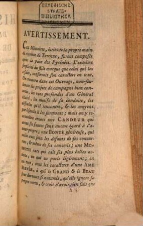 Histoire du vicomte de Turenne, Maréchal-général des armées du Roi, T. 3. Contenant les Mémoires de M. de Turenne, écrits de sa main, & leur continution jusqu'à sa mort