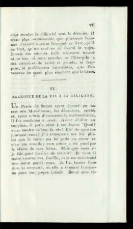 IV. Sacrifice De La Vie À La Religion.