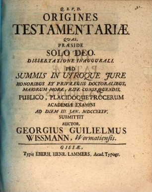 Origines testamentariae