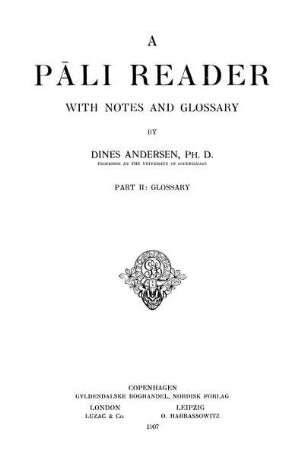 Pt. 2: A Pāli reader. Pt. 2