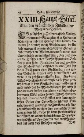 XXIII. Haupt-Stück. Von den kräncklichen Zufällen der Milch in den Brüsten