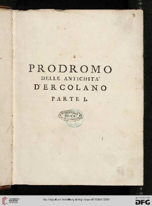 Band 1: Prodromo Delle Antichità d'Ercolano