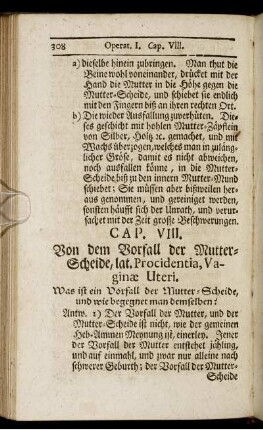 Cap. VIII. Von dem Vorfall der Mutter-Scheide, lat. Procidentia, Vaginæ Uteri.