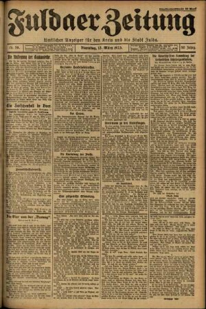 Ausgabe vom Dienstag, den 13. März 1923.
