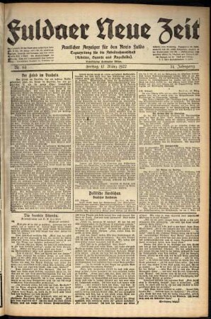 Ausgabe vom Freitag, den 17. März 1922.