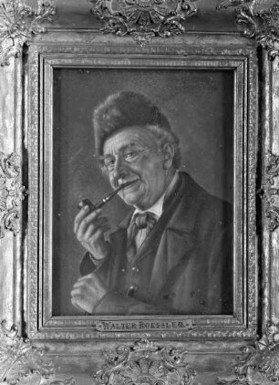 Bauer mit Pelzmütze und Pfeife