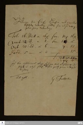Angebot von Gottfried Francke an August Hermann Francke für englische Bücher.
