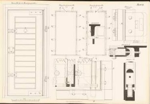 Doppeltür für die Beruhigungszelle: Innenansicht, Schnitte, Details (aus: Musterzeichnungen f. d. Ausbau v. Gefängnissen in Preußen, bearb.im Ministerium d. öffentl. Arbeit, 1912)