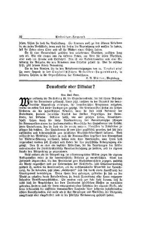 Demokratie oder Diktatur! : (Fortsetzung)