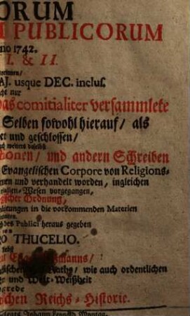 Actorum Comitialium Publicorum de Anno ... Tomus ..., 1/2